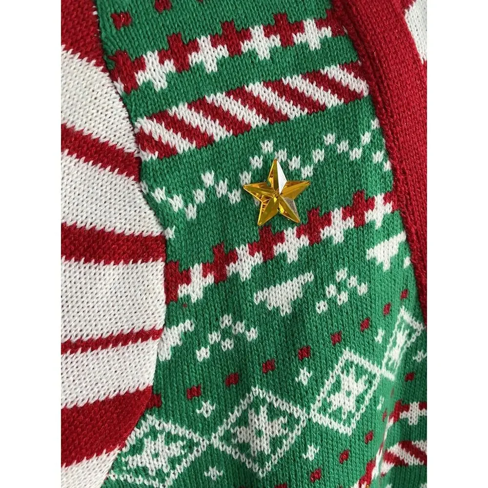 M Blizzard Bay Christmas Sweater Bow Tie Candy Cane Stripe